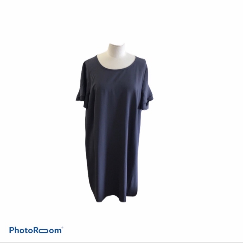 Loft Purple Grey flutter sleeve dress size 18